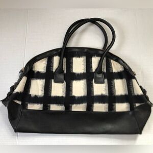 Black and White Checkered Overnight Bag